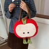 Kawaii Plush Apple Bag For Women Cute Cartoon Red Handbag Large Capacity Furry Tote Bag Multifunctional Crossbody Shoulder Bag