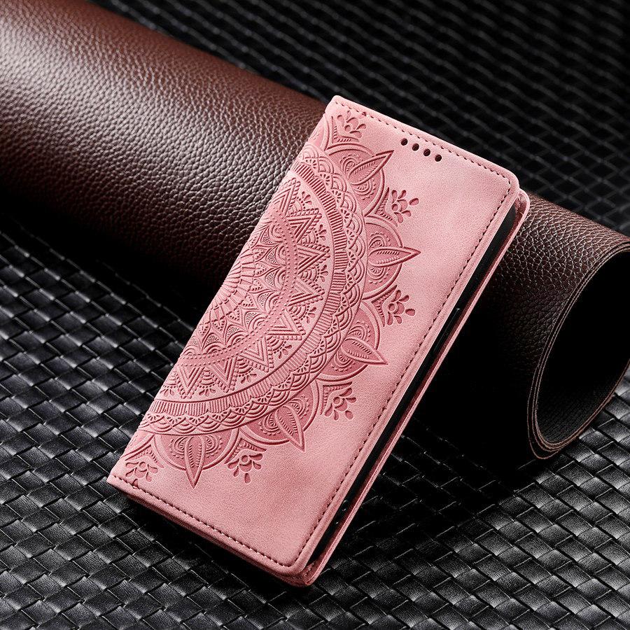 Luxury Embossing Flip Leather Case for iPhone 17 16 15 14 13 12 11 Samsung S25 S24 S23 A56 A55 Strong Magnetic Wallet Card Slot Cash Clip Phone Cover
