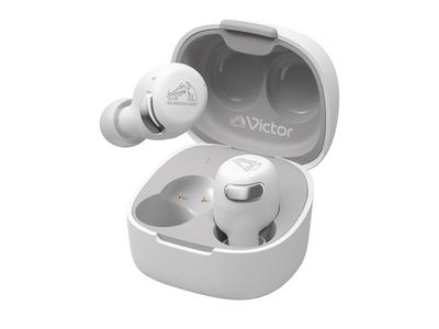JVC Kenwood Victor Wireless Bluetooth Noise App 27 Hours of with Ambient Sound White HA-A30T2-W Earbuds, Ver. 5.3, Cancelling, Compatible,