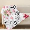 Lightweight Flannel Blanket | Love Floral Series | Soft Warm Cozy for Home, Window Seat Decor & Valentine's Day Gift