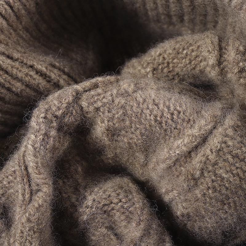 High Quality Winter Thick Custom Logo Earflap Beanie Color Wool Knitted Hat Warm Beanie Pullover Hat