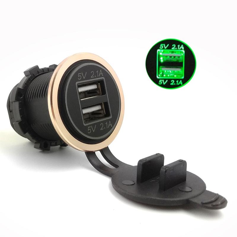Waterproof Motorcycle Boat Car Dual USB Charger LED Power Adapter For Mobile Phone