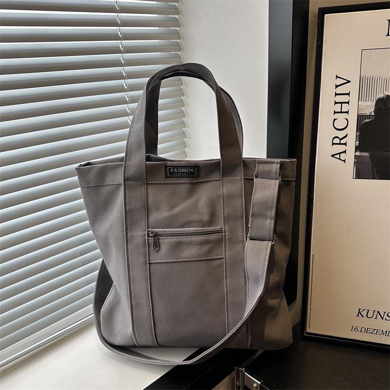 

Ретро японская холщовая сумка для женщин - Большая вместительная сумка кроссбоди для колледжа и поездок на работу для осени и зимы 39x13x35 cm серый