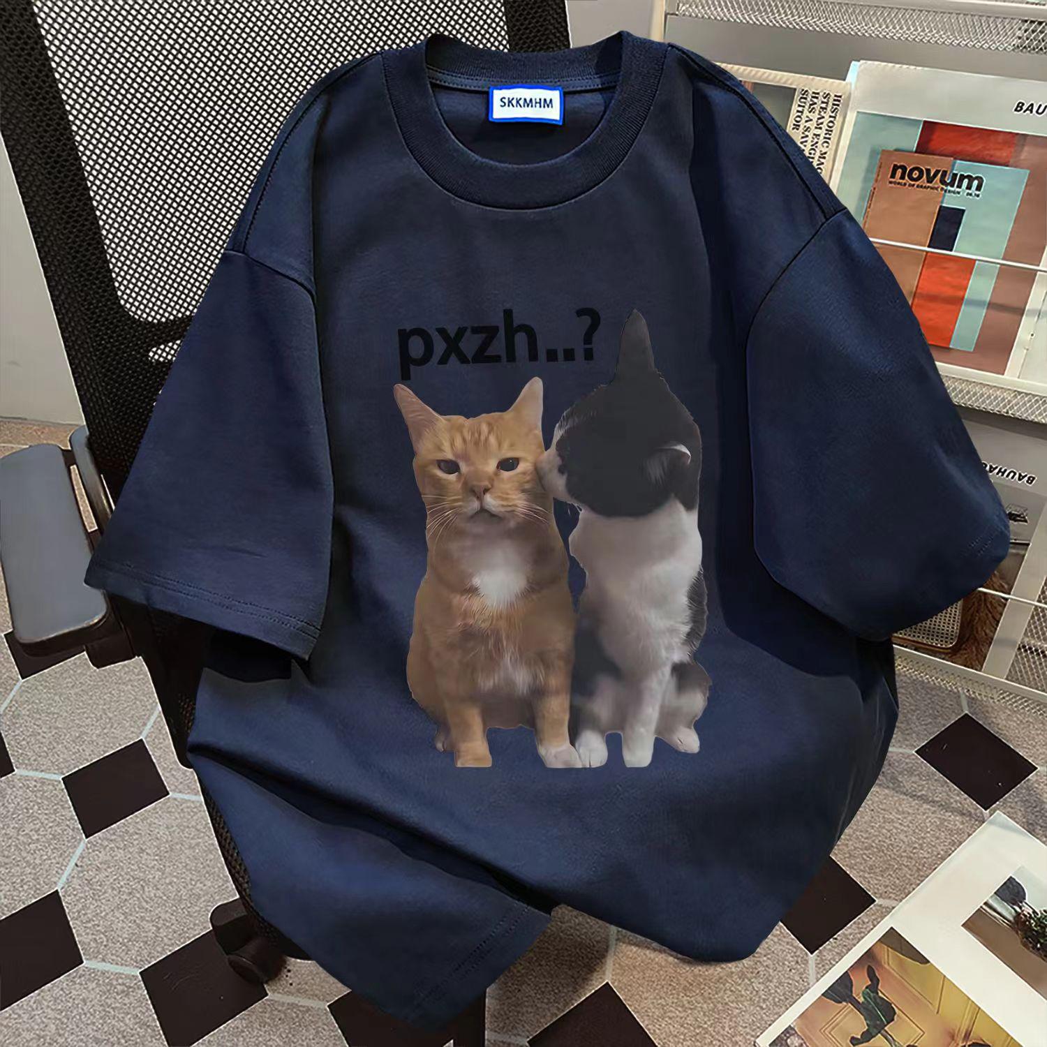 

Футболка свободного кроя из 100% хлопка с принтом кота от Trendy Brand Summer 3XL 146-170 lbs