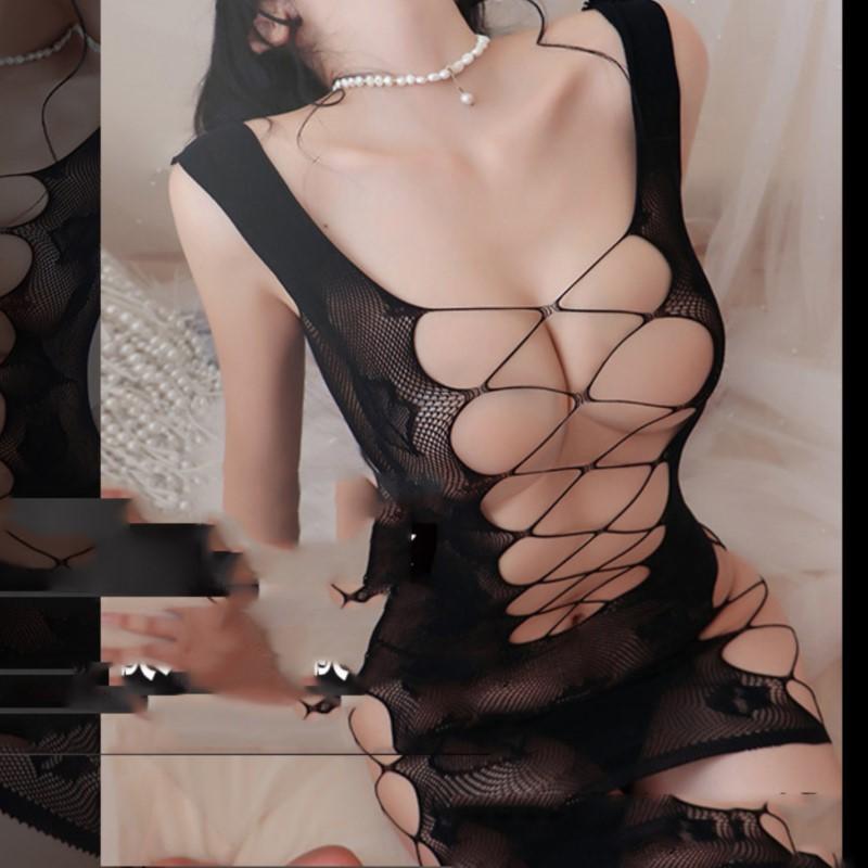 Sexy Lingerie Deep V Tight Strap Hollow Perspective Hip Hugging Skirt Adult Sexy Clothing Sexy Items for Women’s Black Dress Xxx