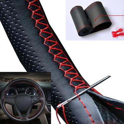 Auto Lenkradbezug Nadeln Und Flechtgarn Kunstleder Autoabdeckungen Suite 2 Farben DIY Textur Weich Autozubehör