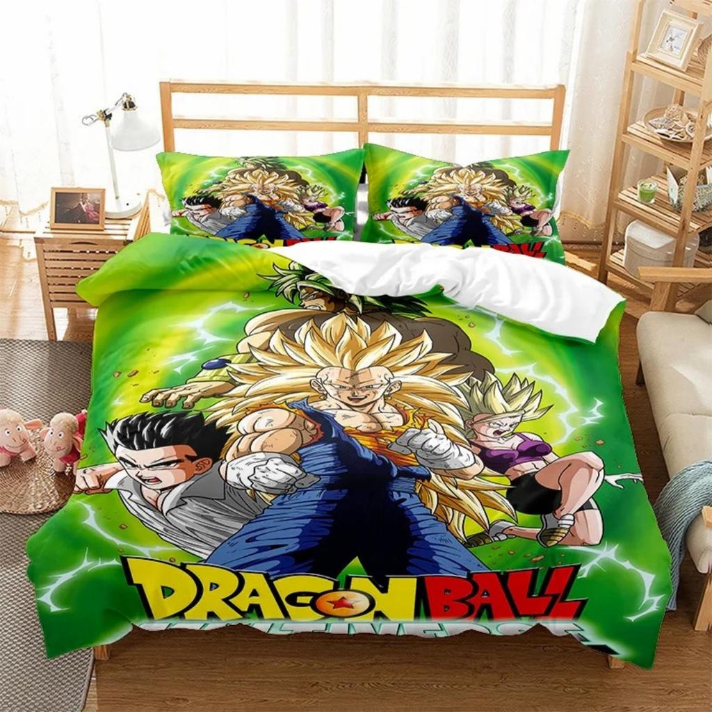 Japanese Anime Dragon Ball Bedding Set Goku Duvet Cover Comforter Bedclothes Single Twin Full Queen Size 3D Kids Adult Boys Gift