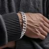 FULL Silver Men' Bracelet 7mm 925 SILVER Thick DIAMOND Wide