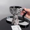 Vintage Kaffeetasse mit hohem Fuß Keramiktasse Handgefertigt Kreative Kunst Dessert Eisbecher Lustige Tasse