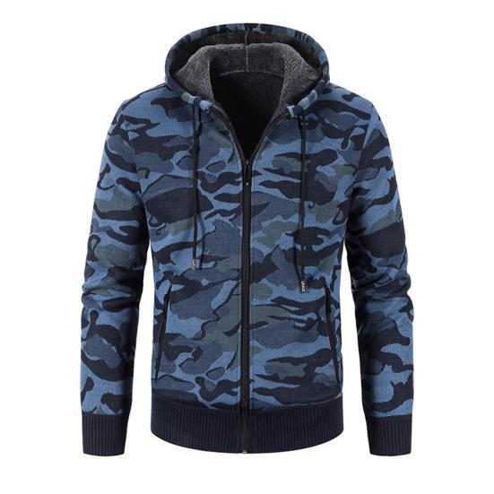Coat Hooded Camouflage Warm Cardigan Zipper Men Jacket for Winter