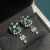 Popular Luxury Full Diamond Earrings With Feminine Style and Fashion Korean Version Personalized Leaf Set Zircon Earrings