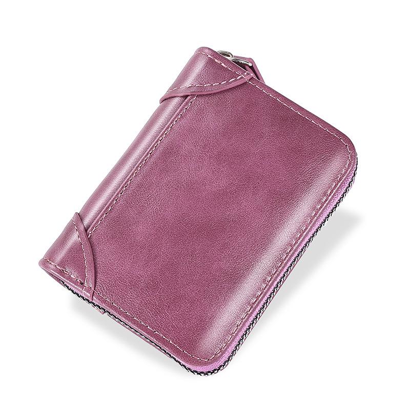 Retro-Farbe Leder-Akkordeon Multi-Kartenhalter mit Ausweis- und Buskartenfächern