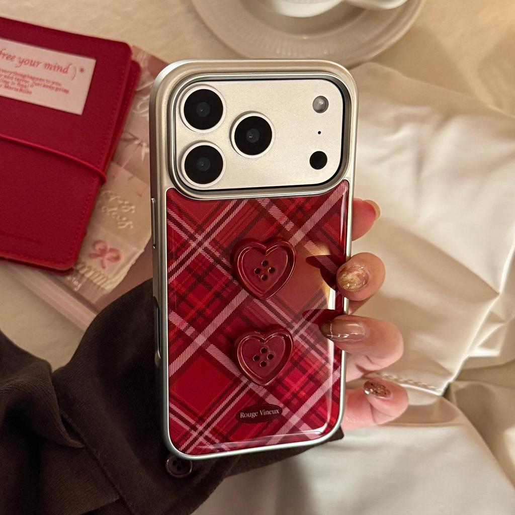 Retro Burgundy Button Phone Case for iPhone 16, iPhone 17, iPhone 17 Pro Max