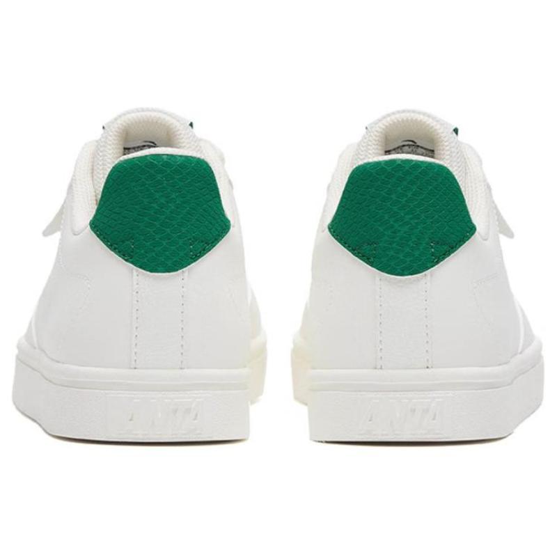Anta Basic Slip Resistant Abrasion Resistant Low top Skateboard Shoes Men's White Green Sneakers 112518015R-1