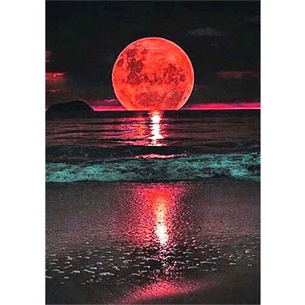 

Желтая Красная Луна на море, холст, живопись, абстрактные современные принты и постеры, настенные художественные картины для гостиной, украшения дома 30x40cm