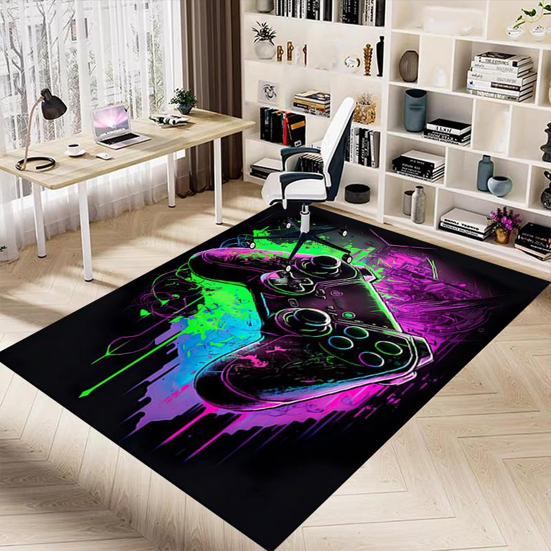 1PC Gamepad Neon Extra Large Non-Slip Floor Carpet, Office, Family, Bedroom, Studio - Large Area Rug,Longlasting Material-K0338