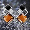 Women's Fashion Rhombic Rhinestone Eardrop Korean Style Earrings Party Jewelry