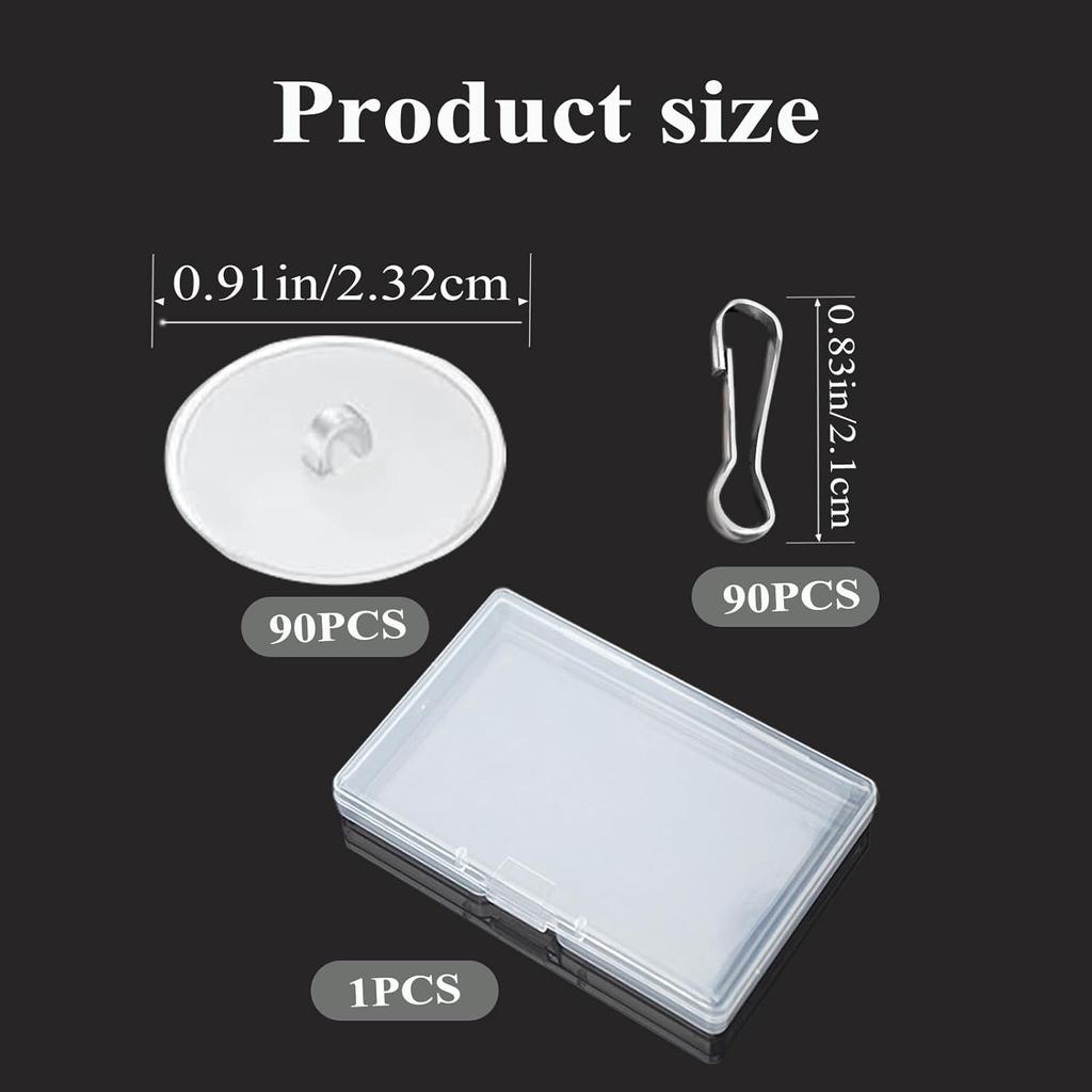 90 Pack Self Adhesive Ceiling Hooks for Hanging - Small Sticky Damage-Free No-Drill Ceiling Discs with Metal Hook, Removable Transparent Wall Hook