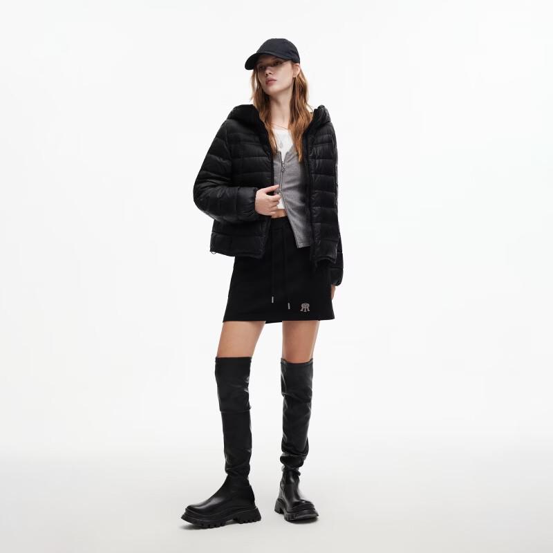 ONLY Women's 90% White Duck Down Lightweight Hooded Puffer Jacket