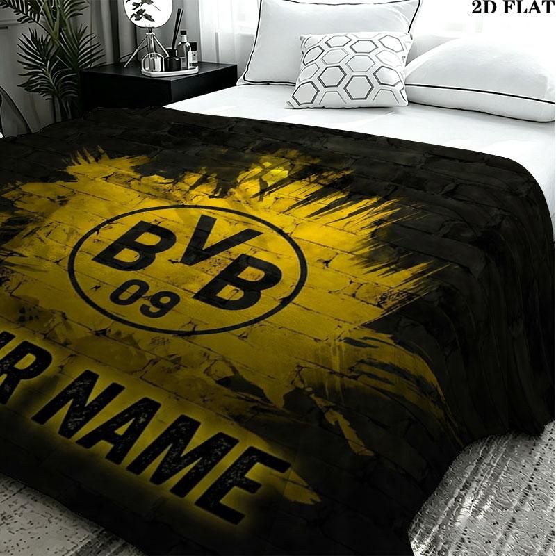 1PC Borussia Custom Name Patterned Flannel Blanket Suitable For All Seasons for Home Decor Warmth and Comfort Gifts Holiday Present