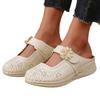 Women Casual Slip On Sandals Breathable Cutout Design Comfortable Flat Shoes with Adjustable Strap and Decorative Flower Accent