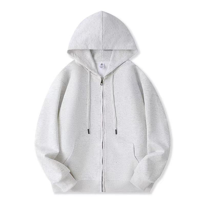Stylish Grey-White Cardigan Hoodie for Men & Women - Cotton, Loose Fit, Hooded, Perfect for Autumn/Winter Casual Wear