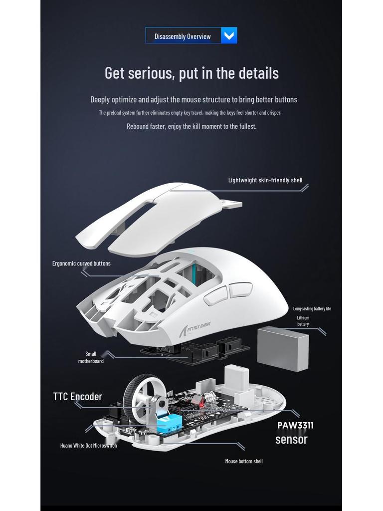 ATTACK SHARK X11SE Wireless Bluetooth Gaming Mouse - Long Battery Life, Three Modes, Lightweight