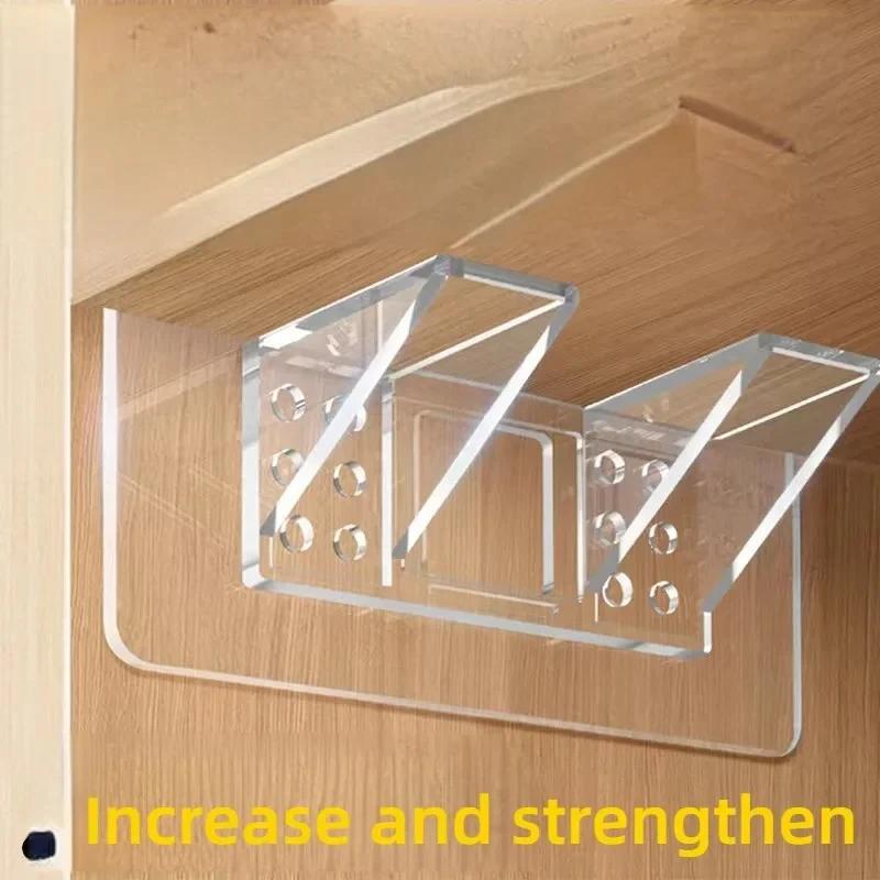 No-Drill Triangular Shelf Support Bracket - Adjustable Cabinet/Wardrobe Layer Fixer with Heavy-Duty Corner Clamp