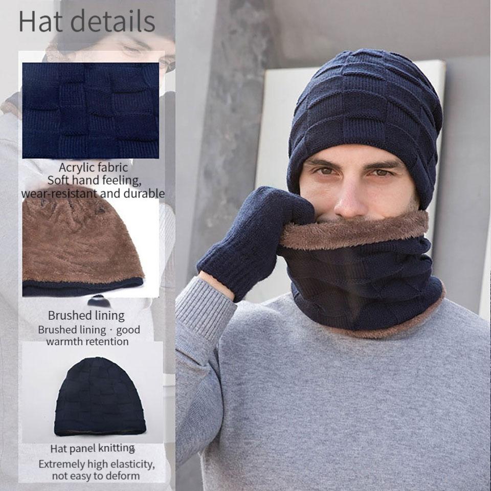 Getinfit Pullover Cap Two-Piece Set Hat Neck Scarf Gloves Men Outdoor Warmth Windproof Neck-Protecting Hood Adding Fleece Ski