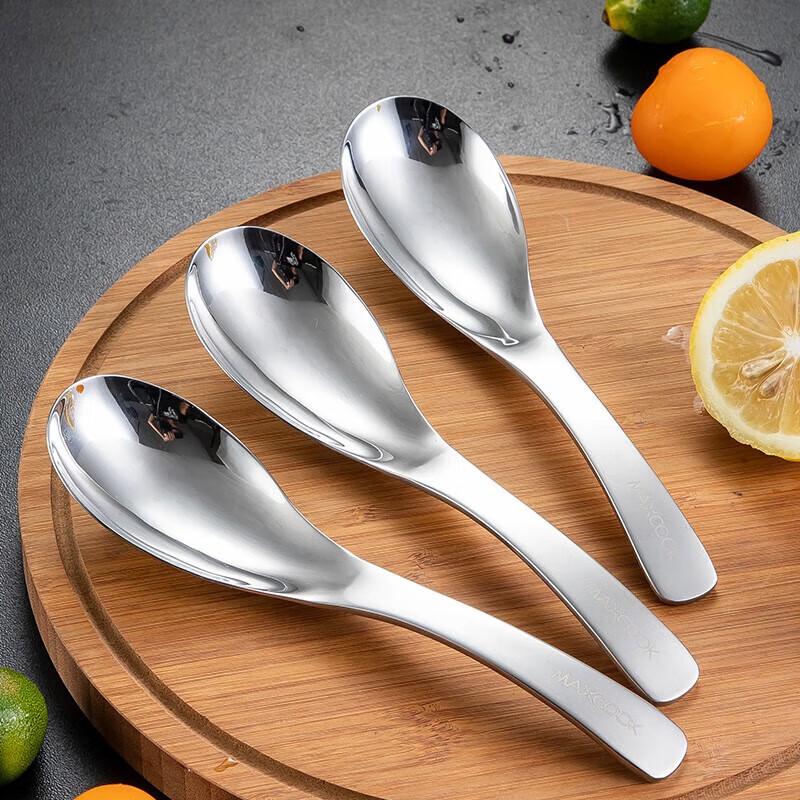MAXCOOK 304 Stainless Steel Soup Spoon & Ladle 3-Piece Set