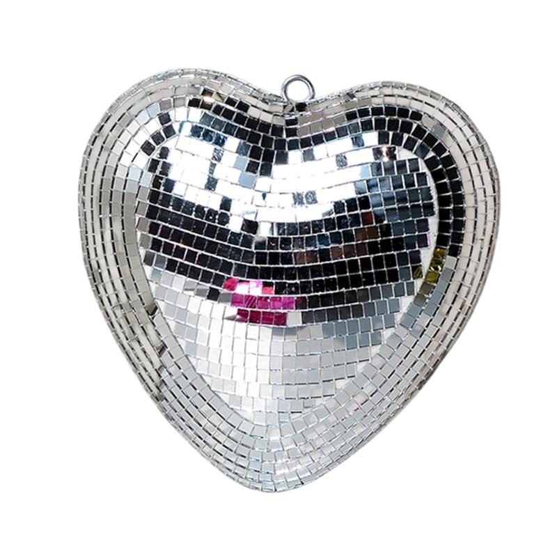 

Glittering Glass Heart Decoration Handmade Love Heart Glass Hanging Ornament For Bedroom Living Room Valentines Present серебряный