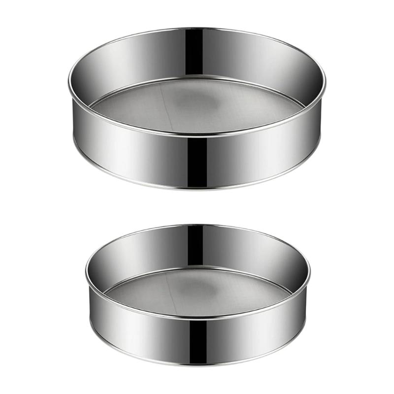 Pack of 2 Round Sifters 304 Stainless Steel Flour Sieve Baking Strainers for Professional Cooking and Easy Cleaning 1