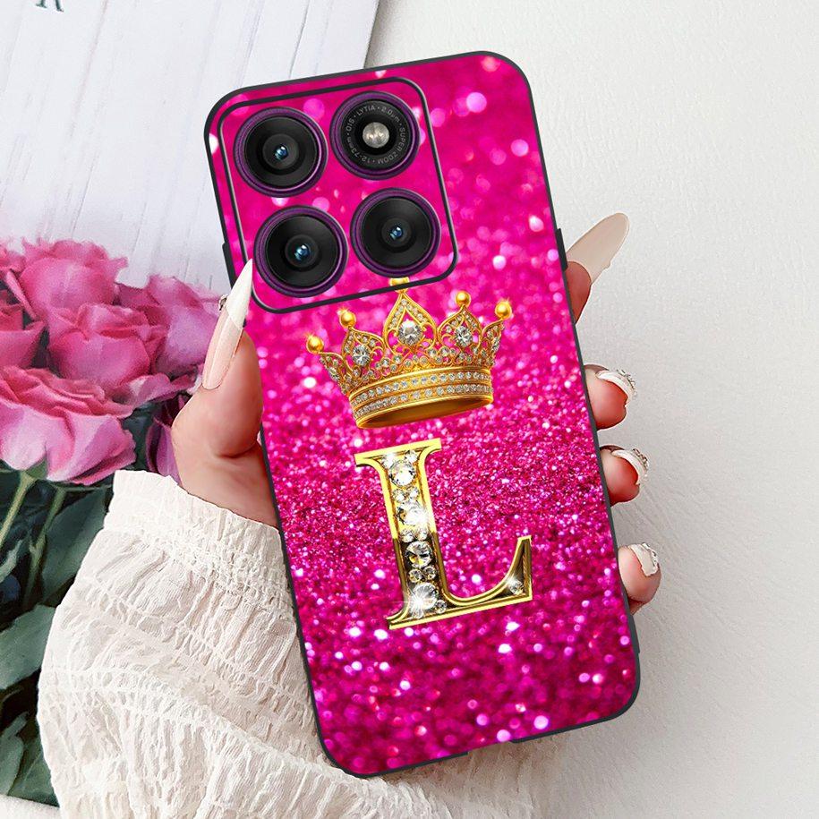For Motorola Edge 60 Pro Case 2025 Luxury Crown Letters Soft Silicone Black Phone Cover For Moto Edge 60 Fusion 60s Edge60 Funda