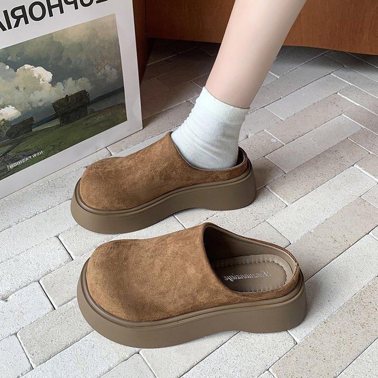 

Половина пачки тапочек для ношения на улице весна 2025 года, новые корейские туфли на толстой подошве, половина пачки туфель Boken, женские туфли с сумкой на голову, полутапочки 40 верблюд