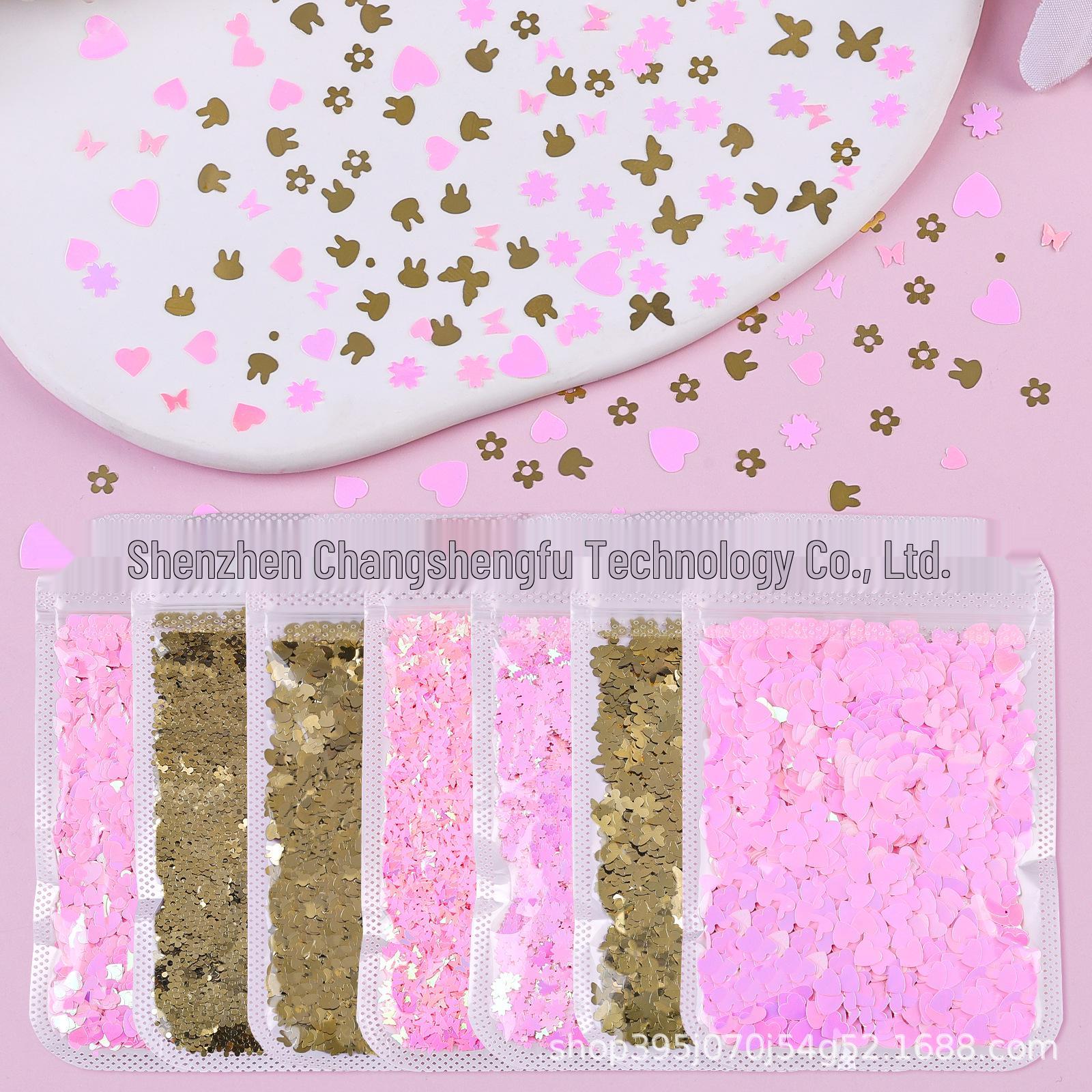 New Glitter Nail Art Stickers: Star, Heart, Butterfly Snowflake Sequins 3g