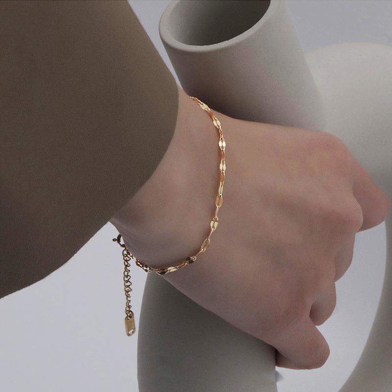 Simplicity Stainless Steel Lip Chain Bracelets for Women Ladies Fashion Gold Color Adjustable Bracelet Party Jewelry Accessories