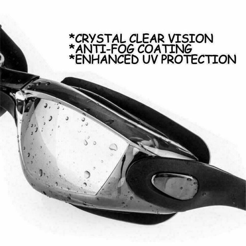 Anti Fog Swimming Goggles UV Glasses Adjustable Earbuds Nose Clip Adult Kids Eye Shield Goggles