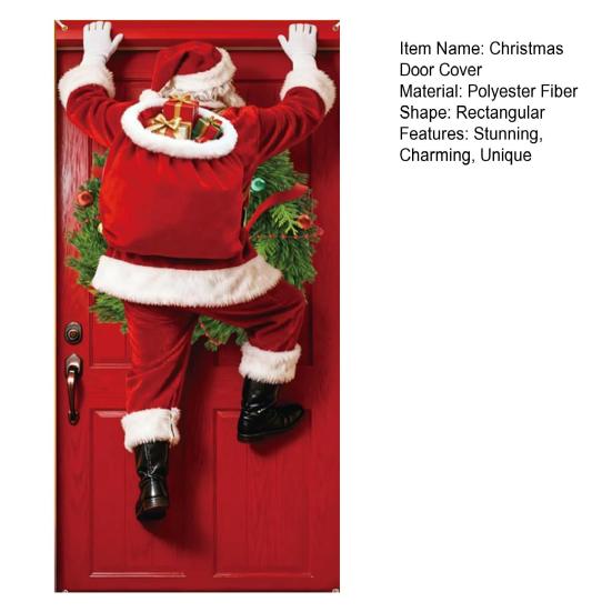 Decorațiune Husă Ușă de Crăciun Amuzant Moș Crăciun Banner Agățat Ușă Față Crăciun Fericit Fundal de Iarnă Semn Pridvor pentru Sărbători de Interior Exterior