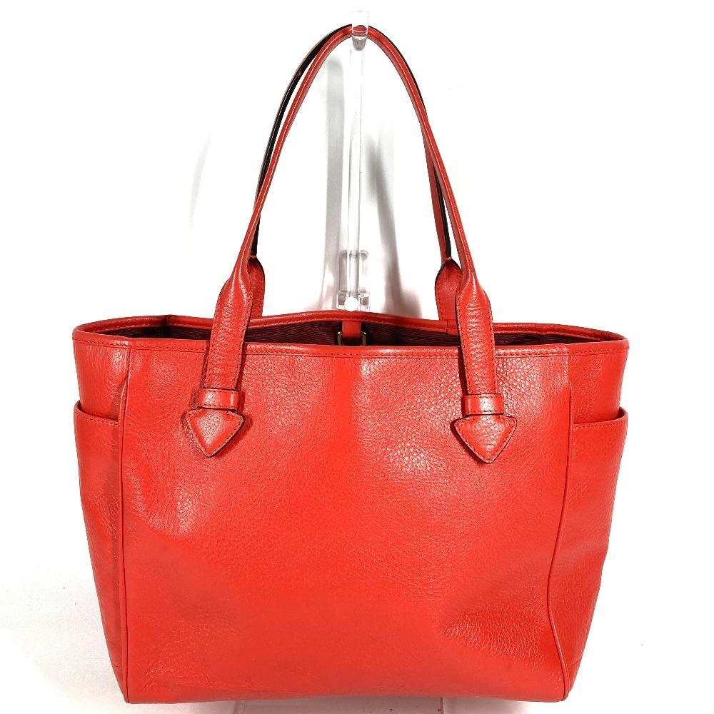 Loewe Logo Heritage Bag Tote Bag Shoulder Bag Leather Orange Red Based