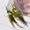 Bohemian Blue Peacock Feather Long Tassel Earrings Ethnic Unique Dangle Drop Earrings For Women Fashion Jewelry