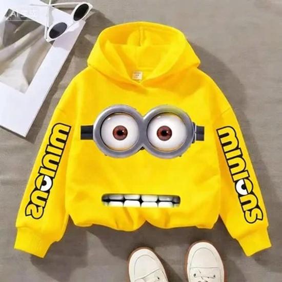 Children's Sweatshirt with Funny Minions Print for Spring/autumn Suitable for Boys andboys Loose and Comfortable with A Hoodie