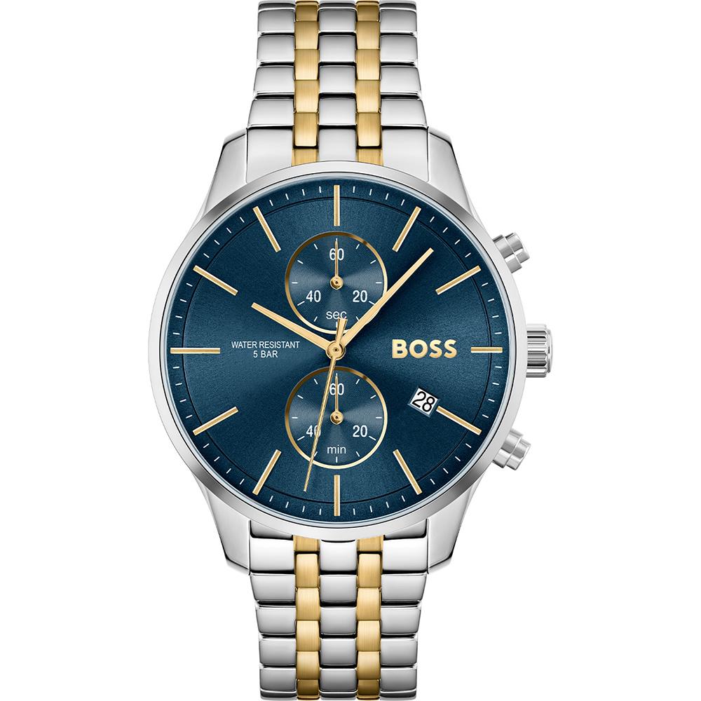 BOSS Associate Blue Bicolor Stainless Steel Bracelet Men s Quartz Watch 1513976 синий