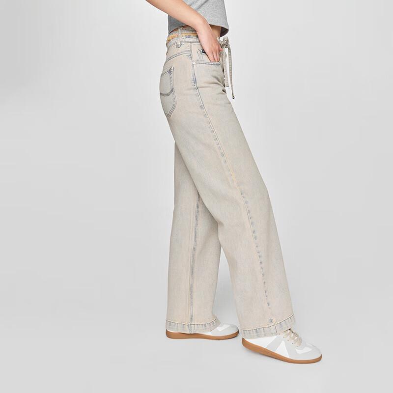 Lee Women's High-Waist Straight Wide-Leg Jeans with Belt