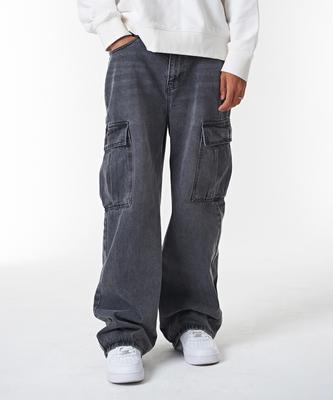 Dibsenseu Rise Wide Cargo Denim D500 - Black