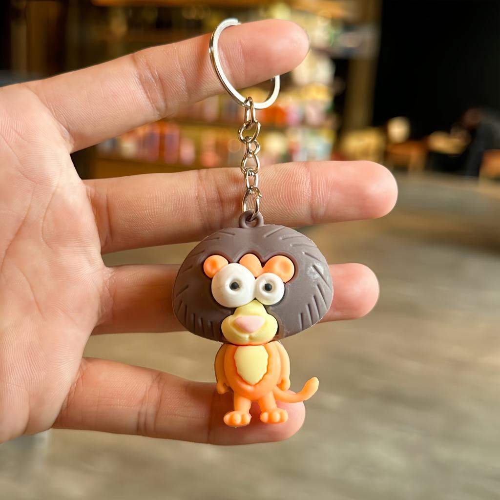 Cartoon Animal Big-eyed Doll Keychain Pendant Giraffe Lion King Keychain Theme Small Gift