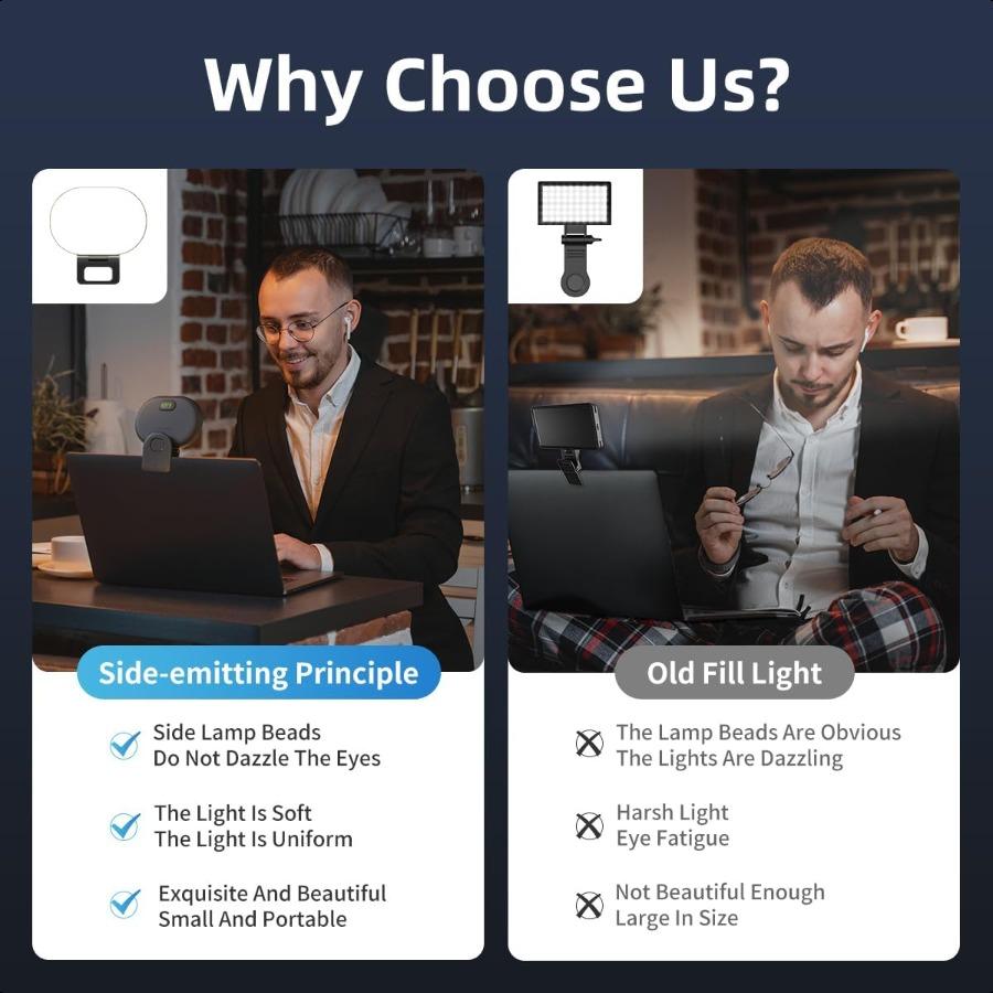 Selfie Light ClipMustHave for Iuencers 3 Light Modes SideEmitting Protects Eyes Fill Light for Phone iPad Laptop Rechargeable f