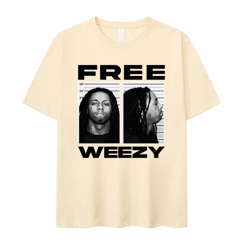 Rapper Lil Wayne FREE WEEZY Graphic T Shirt Men's Hip Hop Vintage Gothic Tees Cotton Oversized Y2K Top
