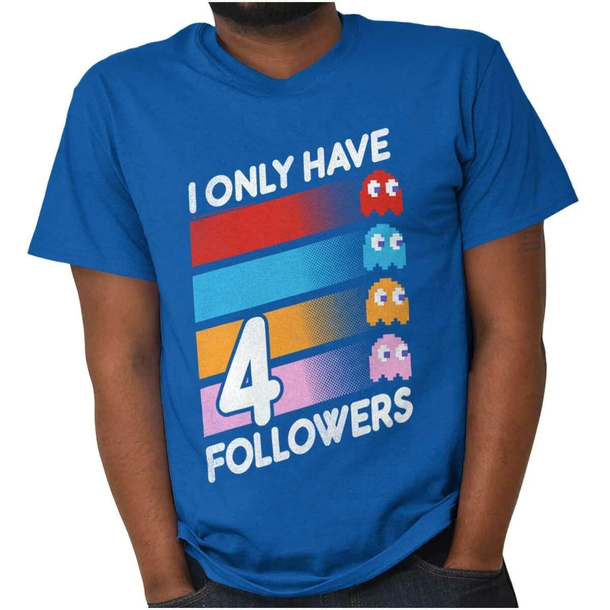 PACMAN Ghosts 4 Followers Social Media Joke Womens or Mens Crewneck T Shirt Tee XXXL