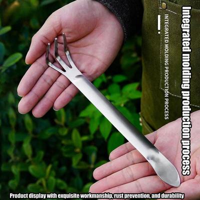 Rastrello a 3 rebbi in acciaio inossidabile per radici per giardinaggio Bonsai con manico ergonomico