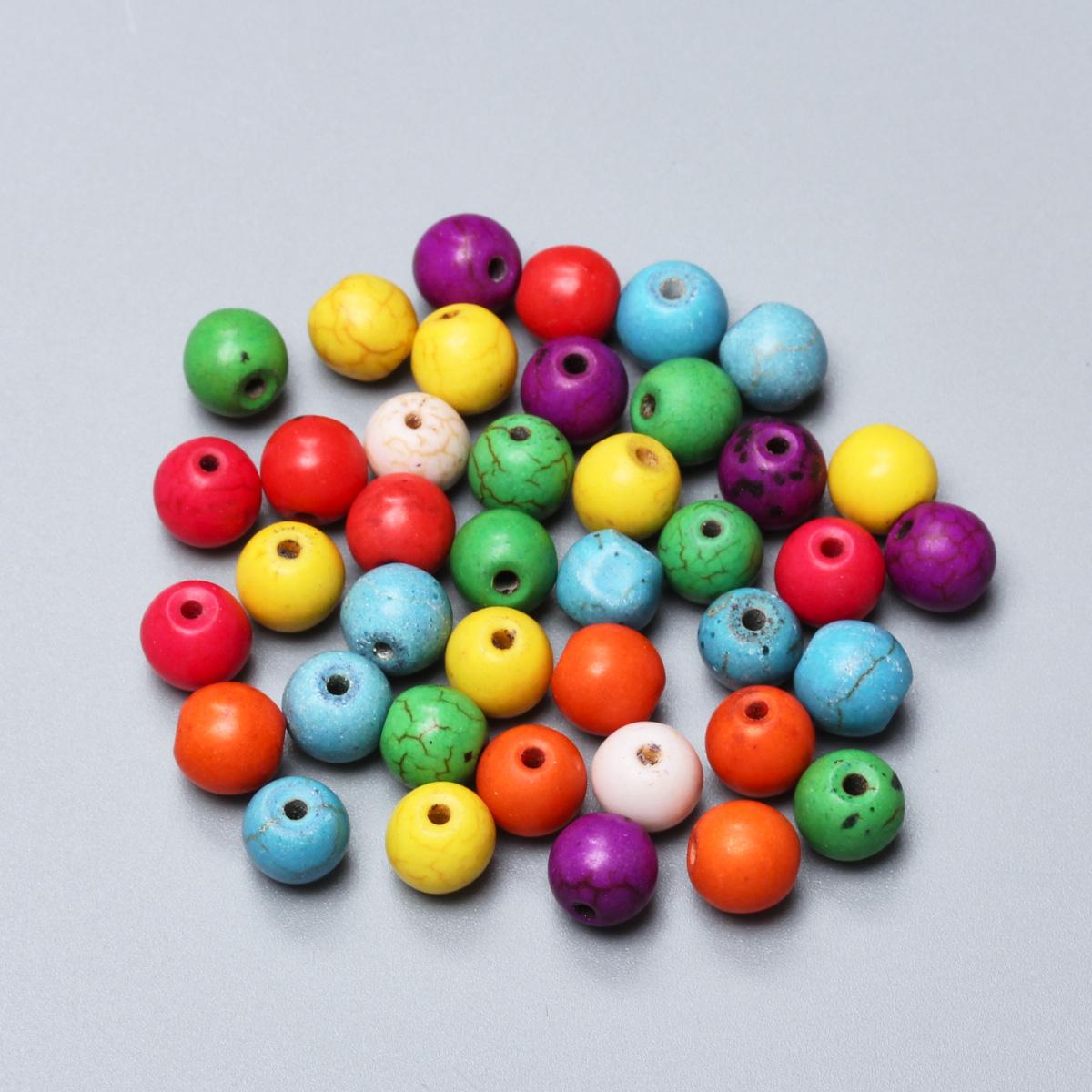 

20-60 шт. случайных смешанных цветов, круглые натуральные камни, бирюзовые бусины для изготовления ювелирных изделий своими руками, ожерелье, брелок, браслет, материал, аксессуары 8mm 40Pcs